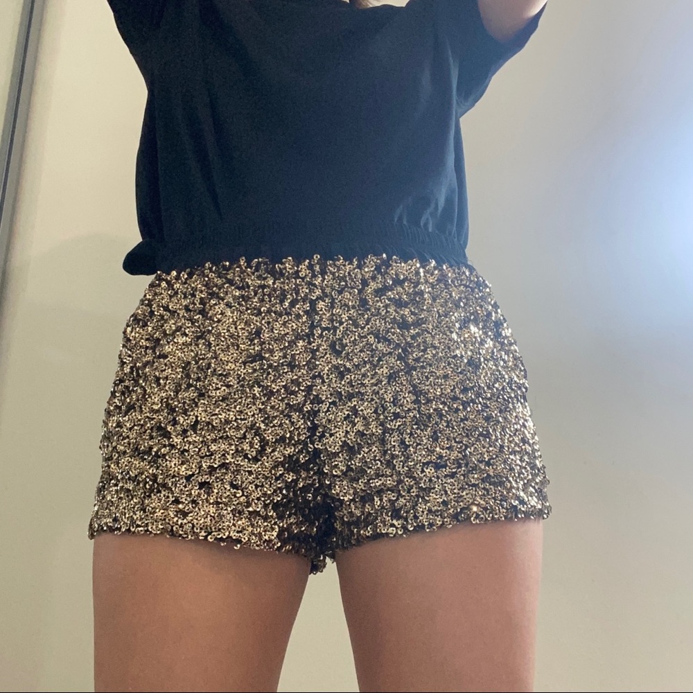 Gold sequined shorts